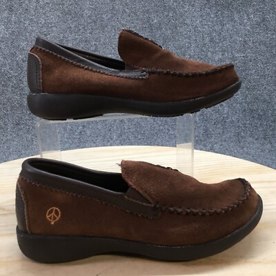 Peace Moccasins Shoes Womens 7 Vicki Loafer Brown Slip On Comfort Casual Low Top