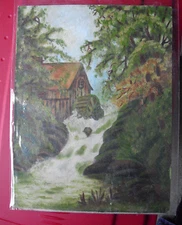 Vintage 1917 Original Oil Painting of Old Mill by S Earl Ebersole