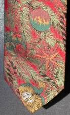 Buckingham Necktie Red Green Gold Santa Christmas Holidays Theme Polyester Tie