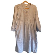 da-sh studio Pintuck Henley Tunic Dress Womens 1X Blue Coastal Grandma Flowy