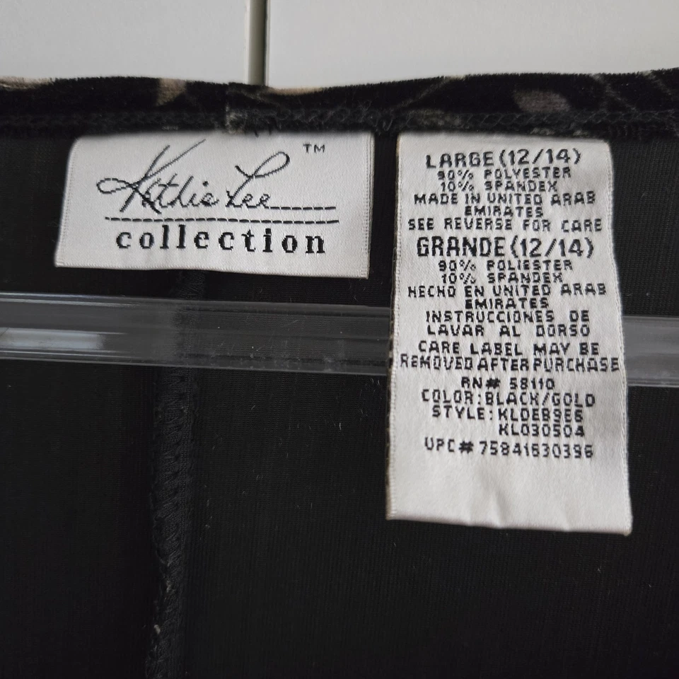 Maxi Vestido Vintage Kathie Lee Terciopelo Talla 12/14 Negro Floral Capricho Bruja Foto 3 de 4