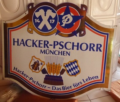 HACKER-PSCHORR München Das Bier fürs Leben Blechschild 2-seitig 80,5 x 70 cm