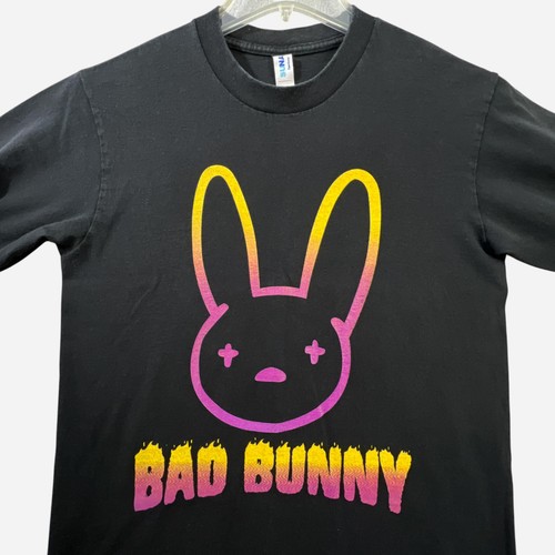 Bad Bunny X100 PRE Tour T Shirt Mens Medium Black Band Graphic Tee Long Sleeve - Picture 2 of 10