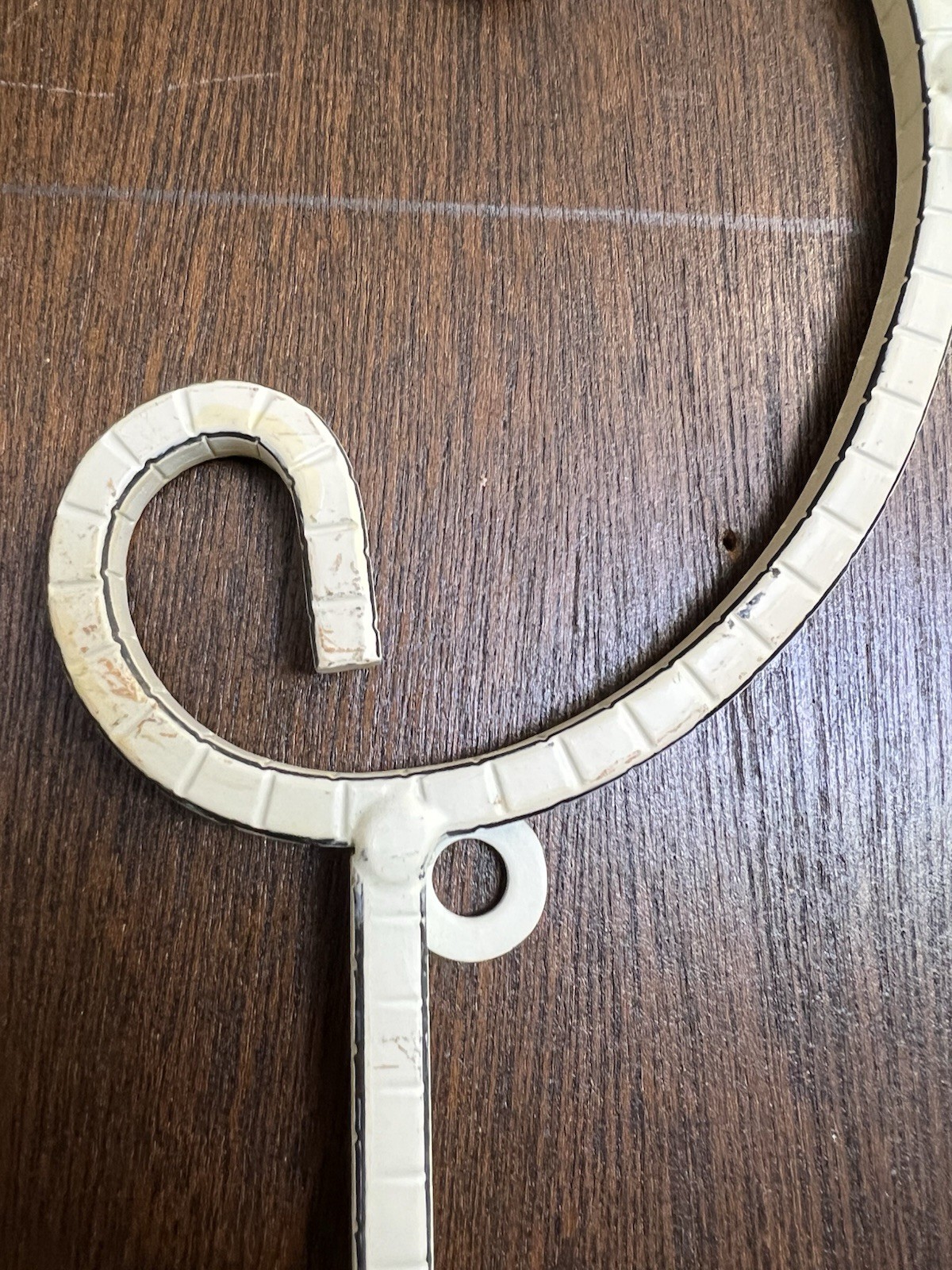 Wrought Iron White Double Wall Rack Holder Plates Pictures Books 30” X 10.5 NOS