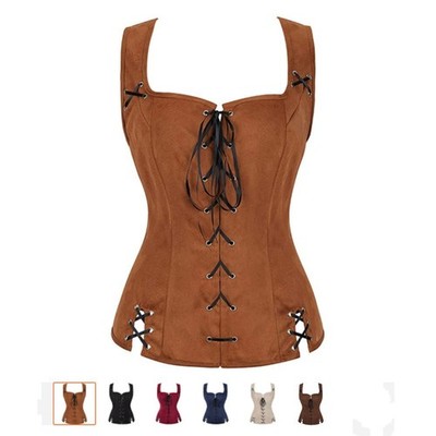Womens Medieval Vest Vest Renaissance Lace Up Corset Pirate Vest Wench Waistcoat