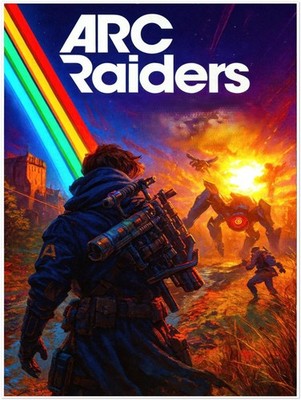 ARC RAIDERS - RETRO-FUTURISTIC BATTLE POSTER - SCI-FI ROBOT CONFLICT ART