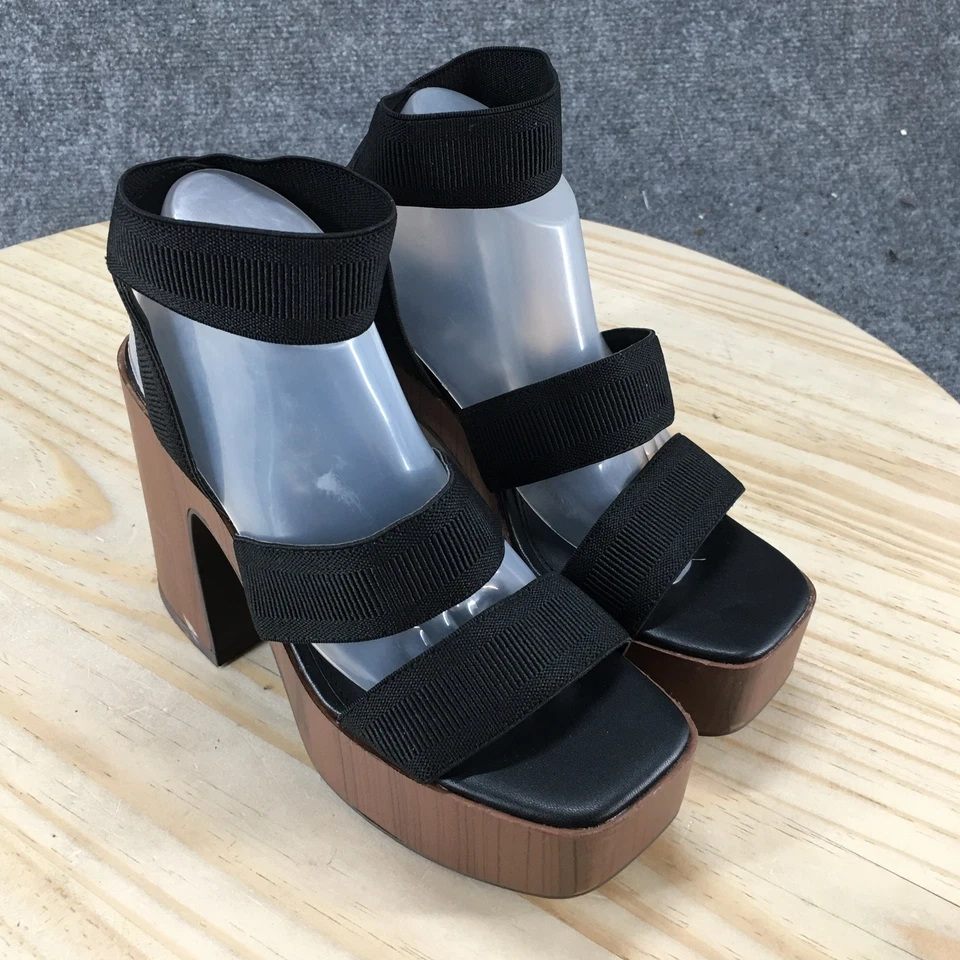 Wild Pair Heels Womens 5 M Scarlitt Platform Black Open Toe Casual Block NEW - Image 3 of 4