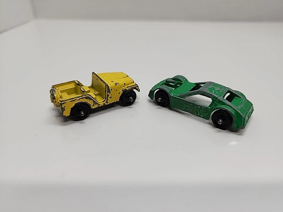 Lote Jeep Coche de Metal Midgetoy De Colección Juguetes Amarillo Verde Die-cast Coche de Carreras Foto 3 de 4