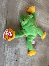 RARE RETIRED 1997 TY BEANIE BABY SMOOCHY THE FROG WITH PE PELLETS/TAG ERRORS