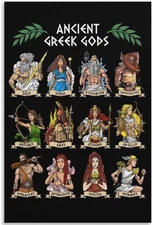 Ancient Greek Gods 12x18 Inch Canvas Poster - Zeus, Poseidon, Apollo / New 🏛️