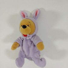 Disney Store Winnie The Pooh Purple Easter Bunny Pooh Mini Bean Bag Plush