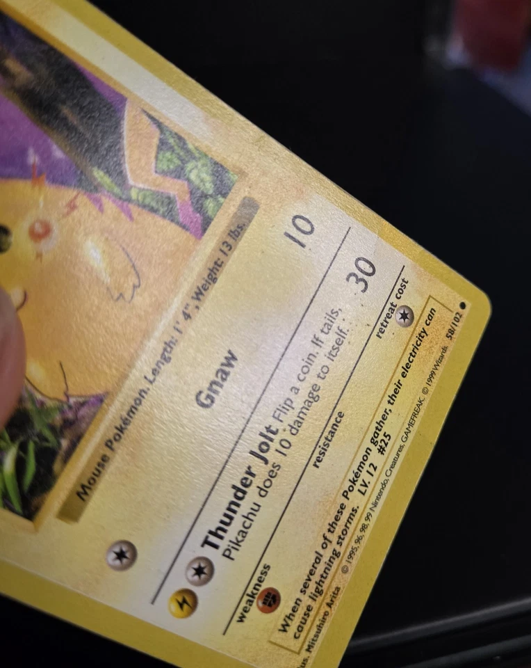 Pokémon TCG - "RED CHEEKS" SHADOWLESS PIKACHU - #58 - BASE SET 1999 - WOTC - MP - Image 2 of 4