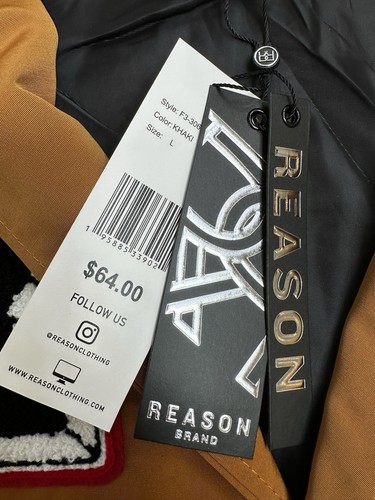 Kapuzen College Jacke NEU mit Etikett Herren L Gold Schwarz Reason Marke Patches Knöpfe - Bild 13 von 16