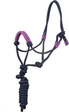 Braided Noseband Rope Halters for Horse with Matching 8ft Lead Pink  Blue 