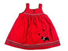 Rare Editions Red Corduroy Jumper Dress 3T Scottie Dog Hearts Holiday