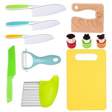 Kids Kitchen Knife Set Wooden Toddler Cooking Tools Montessori Gift 11 Pieces