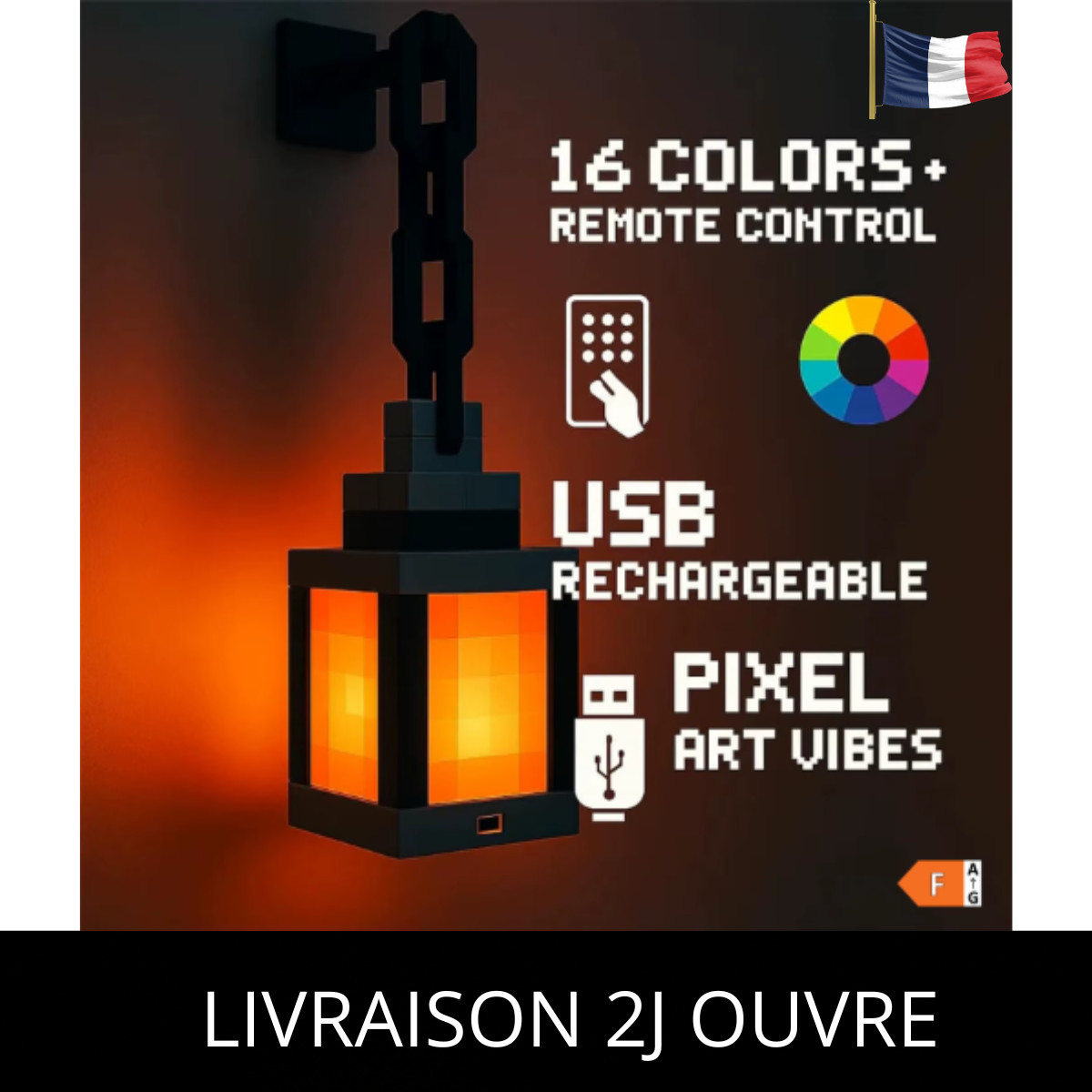Lanterne Minecraft pixel lampe ambiance de salon luminaire décoratif chambre gamer