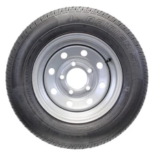 Trailer Tire On Rim ST145/R12 145/ Radial Load E 5 Lug Silver Modular Wheel