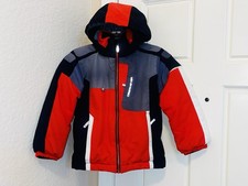 Obermeyer Boys Red/black Geometric Waterproof Snow Ski Hooded Jacket sz 6