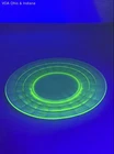 Vintage Uranium Glass Plate Green Concentric Ring Pattern 8.5 Inch UV Reactive