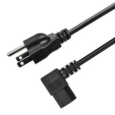 3 Prong leght Angle Power Cable 10ft Heavy Duty AC Cables forC13 Angle Type C...