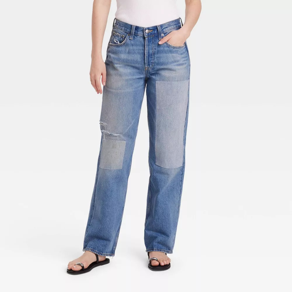 Women's Mid-Rise Patchwork 90's Baggy Jeans - Universal Thread | eBay