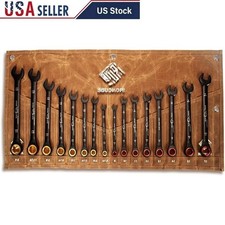 16-Piece Ratcheting Wrench Set Metric SAE Chrome Vanadium Automotive Tools New