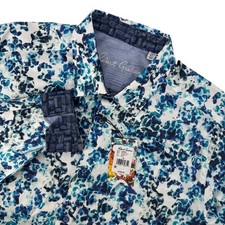 Robert Graham Mens XL Blue Abstract Floral Print Long Sleeve Button Down Shirt