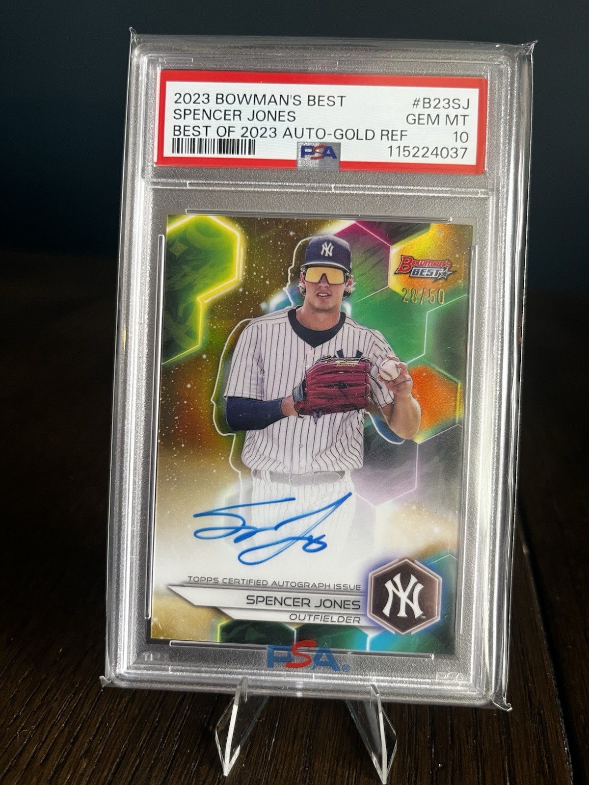 2023 Bowman's Best Best of 2023 Autographs Spencer Jones Gold /50 PSA 10