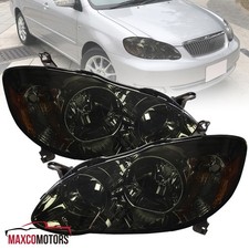 Smoke Headlights Fits 2003-2008 Toyota Corolla Replacement Headlamp 03-08 Pair