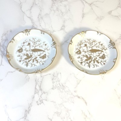 Vintage Ardalt Lenwile China, Hand Painted Gold Crane Butterfly, Chinoiserie
