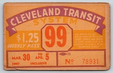 Cleveland Transit System 1947 Weekly Pass Vintage Transportation (#43)