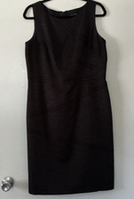 David Meister Size 14 Black Cocktail Dress Sleeveless Classic Textured Made USA
