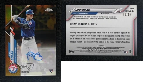 2020 Chrome Update Target Rookie Debut Gold Refractor /50 Nick Solak Auto RC