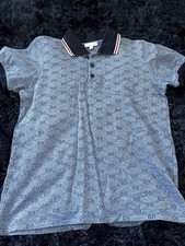 Original Gucci Kurzarm-Poloshirt blau bedruckt Jungen Alter 10 Jahre
