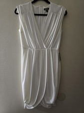 Express V Neck Faux Wrap Pleated  Sheath Dress Sz Small NWT Romantic Mob Wives 