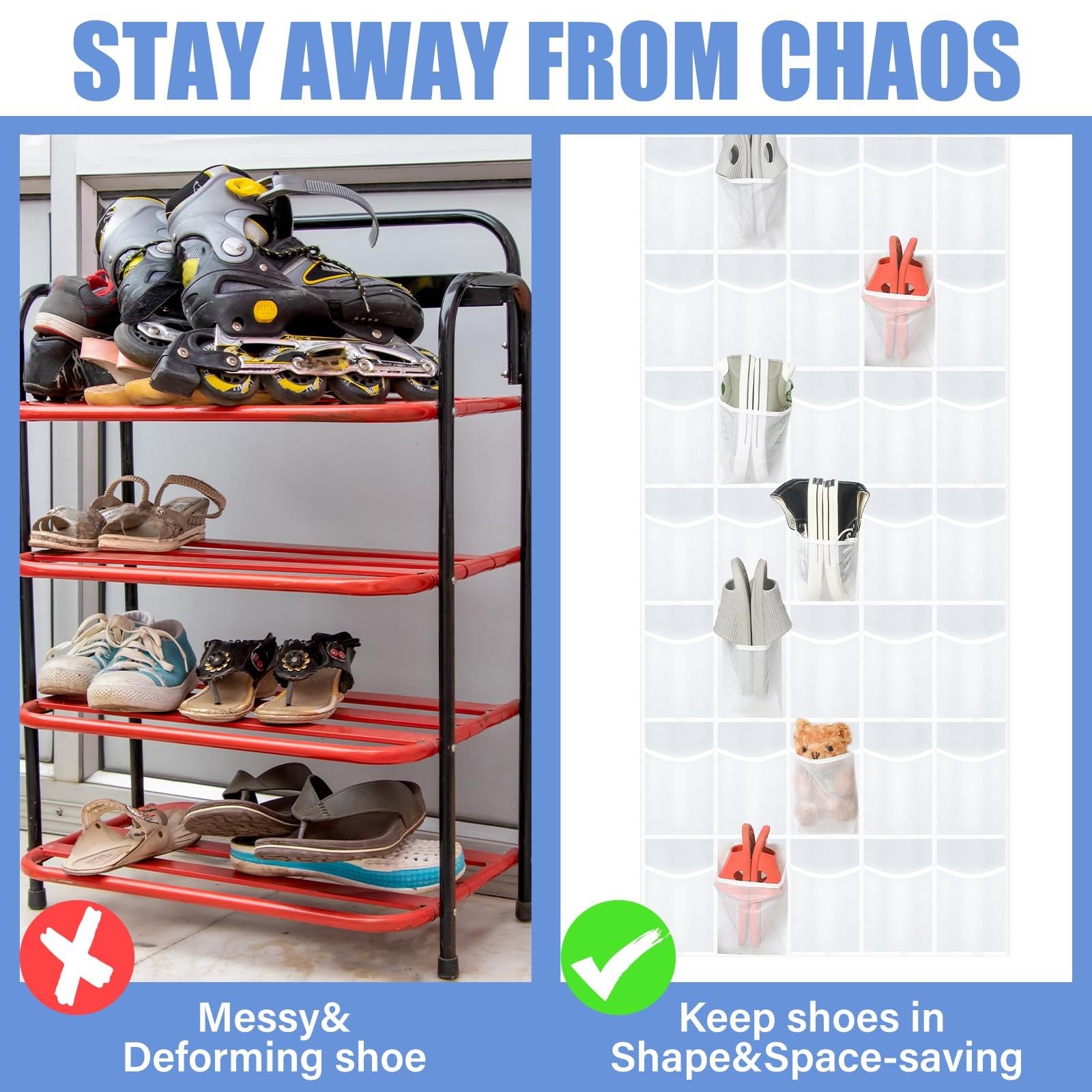 Best Windyun 40 Over the Door Shoe Organizer Large Breathable Mesh Pocket Clear