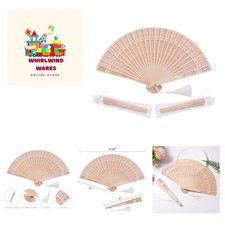 Elegant Wooden Hand Fans Set of 50 with Organza Bags - Summer Event Essentials