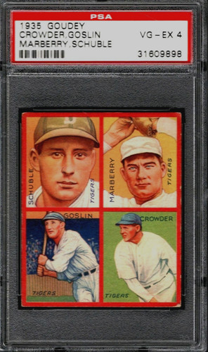 Crowder, Goslin, Marberry, Schuble #5F 1935 Goudey 4 in 1 card
