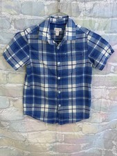 Boys' Short Sleeve Poplin Button-Down Shirt - Cat Jack M 8 Blue Plaid