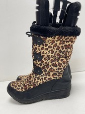 Ella Ladies Black & Brown Leopard print Fur Trim Mid Calf Boot UK(6) EU(39)-B190