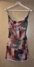 PrettyLittleThing Nude Abstract Print Mesh Bodycon Party Dress – Size 10 – NWT