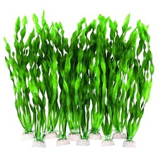 Artificial Fish Tank Plants, 12-Inch Tall Plastic Seaweed Decorations, 10 Packs