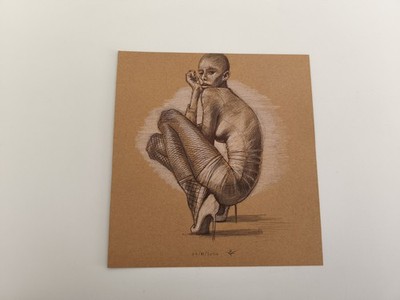 Weibliche Figur Zeichnung Studie von viC - ungerahmt, original, signiert
