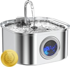 Stainless Steel Cat Water Fountain 3.2L Pet Drinking Fountain Dispenser for Cats