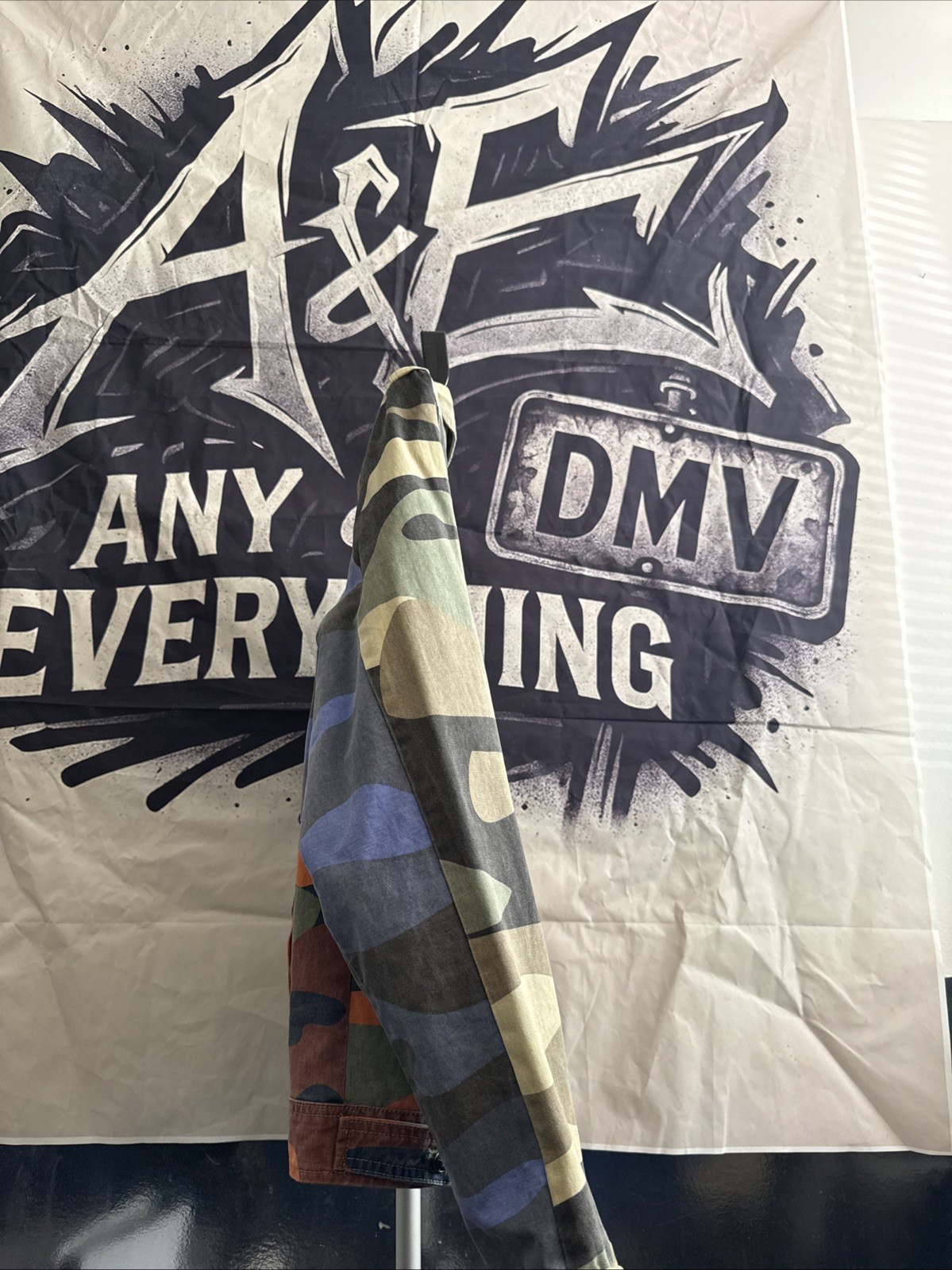 BKYS  Patchwork Multicolor Camo Trucker Jacket XL - image 3