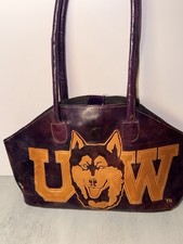 Vintage Hand Tooled Leather Purse UW University Of Washington Huskies 70  s Rare