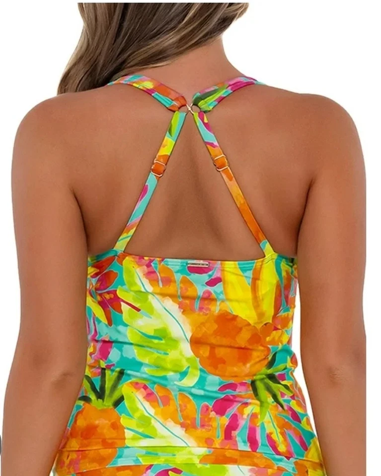 NUEVO NUEVO CON ETIQUETAS Sunsets LUSH LUAU Elsie Underwire Wrap Tankini 40F / 38G / 36H Foto 3 de 4