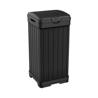 Keter Baltimore Resin 38 Gallon Outdoor Kitchen Trash Can with Lid and Drip T...