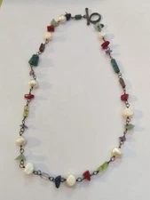 SILPADA  STERLING SILVER 925 MULTICOLORED STONE NECKLACE 17" Wear Retired